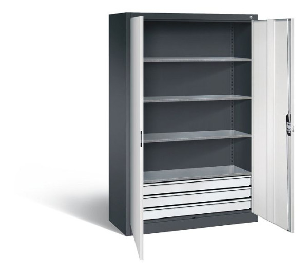 C+P Werkzeugschrank Acurado, H1950xB1200xT500mm, Farbe: Schwarzgrau / Lichtgrau, Muldengriff, 8931-503 S10468