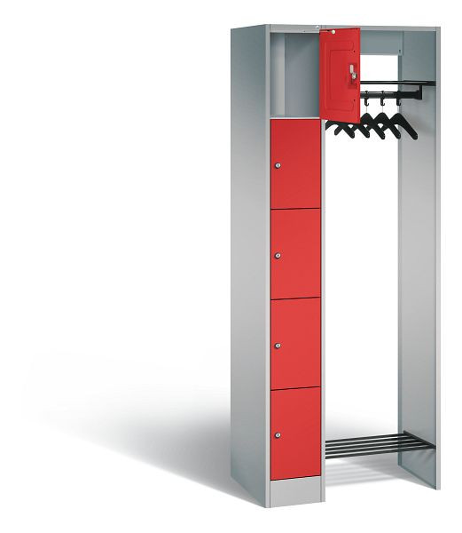 C+P Offene Garderobe Serie 8070, H1950xB740xT480mm, Farbe: Weißaluminium / feuerrot, 80700-00 S10319