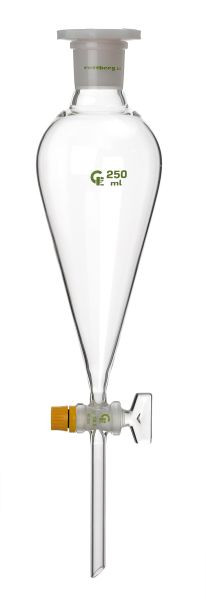 Rettberg Scheidetrichter, 2000 ml, Squibb, ungraduiert, massives Glasküken NS 18,8/6 mm Bohrung, PE-Stopfen NS 29/32, Borosilikatglas 3.3, 114131063