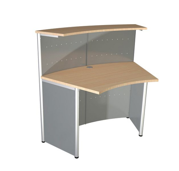 Kerkmann Kompakt-Theke Genua Grundtheke 45°, B 1180 x T 700 x H 1150 mm, alusilber/Buche, 22399014