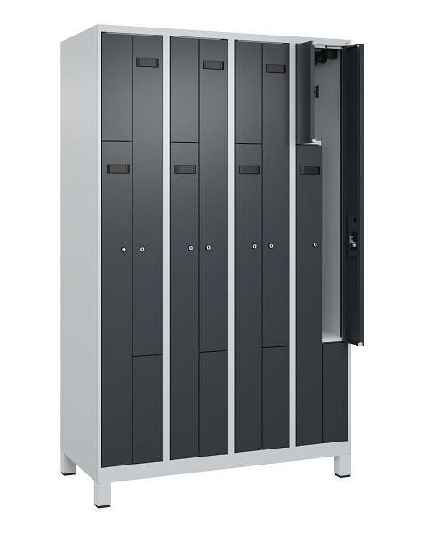 C+P Z-Spind Evolo PLUS, Füße, 8 Fächer, 1950x1200x500mm, 7035/7016, Zylinderschloss, 049013-408 S10040