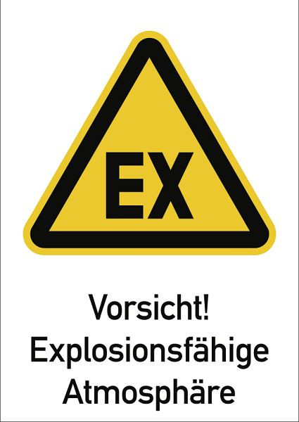 Moedel Vorsicht! Explosionsfähige Atmosphäre, Kombischild, Folie, 131x185 mm, 98981