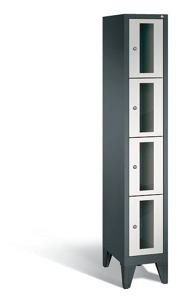C+P Schließfachschrank Classic, 4 Fächer, H1850xB320xT500 mm, Anthrazit/Grau, 8010A104 S10025