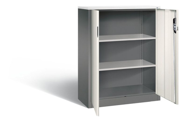 C+P Büroschrank Acurado, H1200xB930xT400mm, Farbe: Vulkangrau / Perlweiß, Muldengriff, 3 OH, 9267-1200 S10283