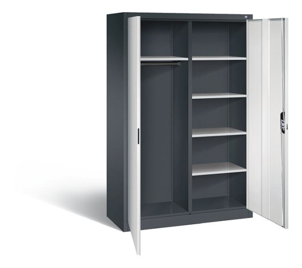 C+P Akten-/Garderobenschrank Acurado, H1950xB1200xT500mm, Farbe: Schwarzgrau / Lichtgrau, Muldengriff, 9480-30 S10025