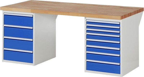 RAU Werkbank Serie 7000 - Modell 7822-3, B2000 x T900 x H890 mm, Systemunterbau B2000 x T850 x H850 mm, 03-7822A3-209B4M.11