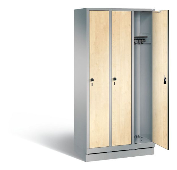 C+P Garderobenschrank Evolo, H1800xB900xT500mm, Farbe: Weißaluminium / Dekor Donau-Ahorn, 48020-30 S11032