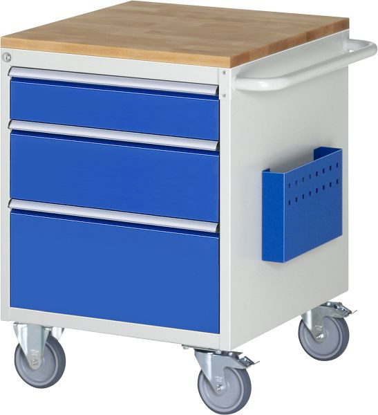 RAU Montagewagen Serie 7000, B580 x T650 x H795 mm, Buche-Massiv-Arbeitsplatte, Schubladen: 1xH120, 1xH180, 1xH240 mm, 15-L3.16A-B.11