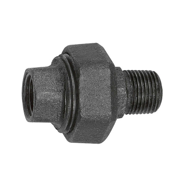Riegler Verschraubung 331, flachdichtend, R 1/2, Rp 1/2, Temperguss schwarz, 133815