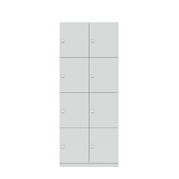 Bisley Lodge Pren, Mit 2 Abteilen mit je 4 Schließfächern übereinander, Mit Zylinderschloss, H 1970 x B 800 x T 500 mm, 005 weiß, PNL08194L005