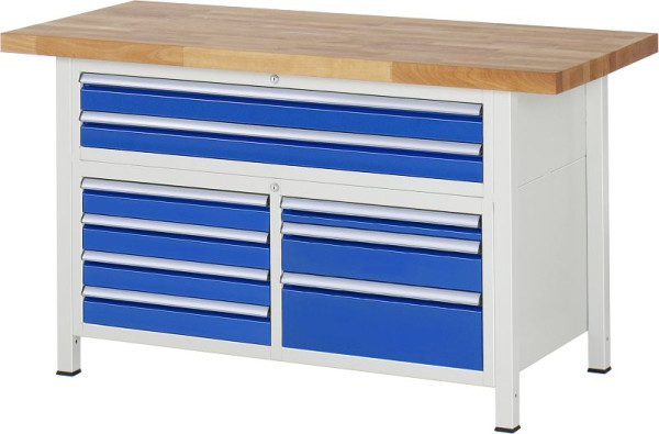 RAU Werkbank Serie 8000 - Modell 8923, B1500 x T700 x H840 mm, Systemunterbau B1235 x T650 x H800 mm, 03-8923A2-157B4S.11