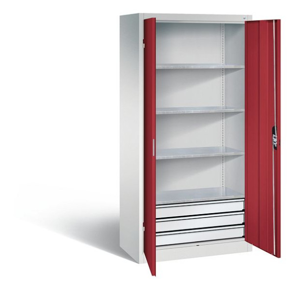 C+P Werkzeugschrank Acurado, H1950xB930xT500mm, Farbe: Lichtgrau / Rubinrot, Muldengriff, 8921-503 S10133