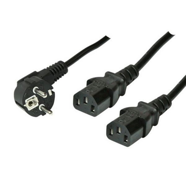 shiverpeaks BASIC-S, Y-Netzanschlusskabel, Schutzkontaktstecker an 2x Kaltgerätebuchse, 1,8m, BS60018