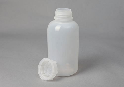 DENIOS Weithalsflaschen aus LDPE, rund, natur-transparent, 2000 ml, VE: 12 Stück, 261410