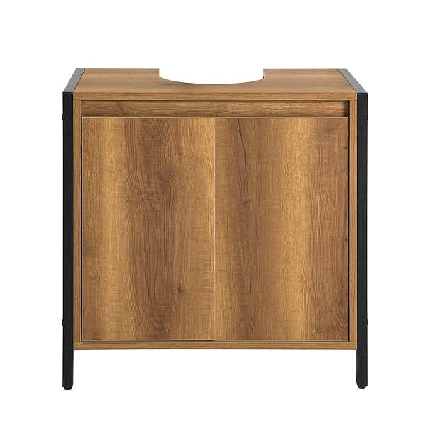 SoBuy Waschbeckenunterschrank mit 2 Türen Dunkelbraun 30x59.99x59.99cm, Funktional, BZR63-II-PF