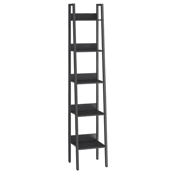 VASAGLE Leiterregal, 5-stufiges schmales Regal, Bücherregal für Homeoffice, Küche, Industrie, rustikale Braun- und Schwarze LLS109B01, LLS109B56