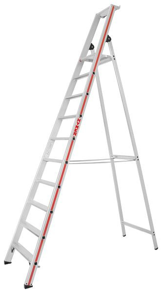 HYMER Stufenstehleiter mit Plattform, einseitig begehbar, 10 Stufen, Länge 3,20 m, Standhöhe: 2,32 m, 802610