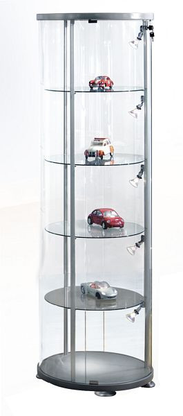 Kerkmann Rundvitrine expoline, Ø 545, H 1800 mm, transparent/alusilber, 40376282