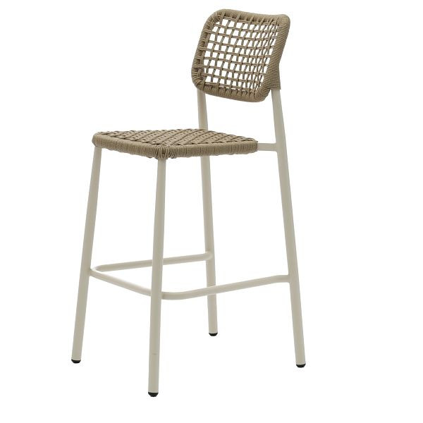 Feros Dante Stapelbarer Barstuhl, sandfarbener Rahmen + Seil, 150593