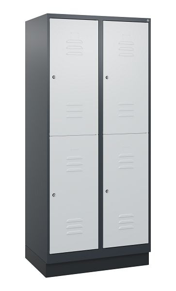 C+P Doppelstöckiger Spind Classic PLUS, Sockel, 2 Abteile, 1800x800x500mm, 7016/7035, Zylinderschlösser, 0803207-22 S10028