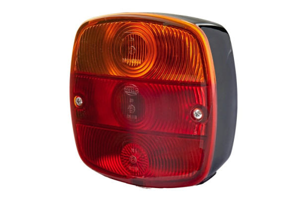 HELLA Heckleuchte, Glühlampe, 24V, Anbau/geschraubt, Lichtscheibenfarbe: rot/gelb, Stecker: Schraubkontakt, links/rechts, 2SE 002 514-171