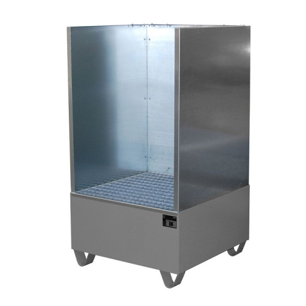 STEIN HGS Auffangwanne Serie 2000/SW, mit Spritzschutzwand, 203 Liter, RAL 7005 mausgrau, Gesamthöhe 1460 mm, lackiert, 2 x 200 Liter Fass, 79195.0005