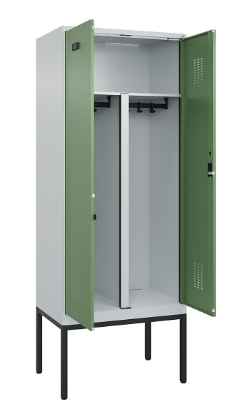 C+P PSA Doppel-Spind Evolo PLUS, Gestell, 2 Abteile, 2120x800x500mm, 7035/6011, Zylinderschloss, 0490327-22P S10037