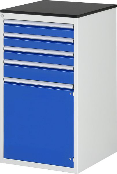 RAU Schubladenschrank Serie 7000, B580xT650xH1030mm, Schubladen: 3xH90, 1xH120mm, Flügeltür H540mm, Arbeitsplatte melaminharzbeschichtet, 03-L7.3AR-M.11
