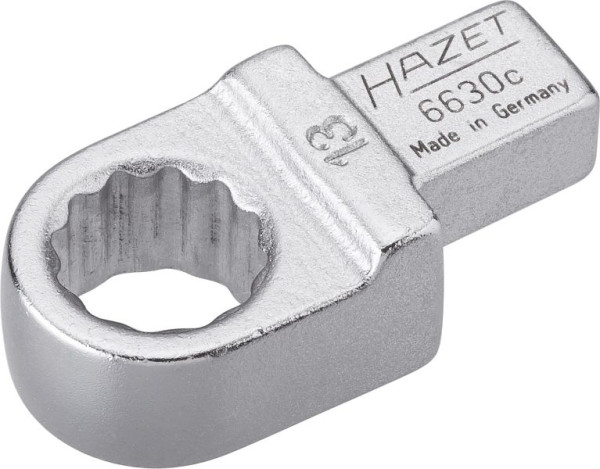 Hazet Einsteck-Ringschlüssel, Einsteck-Vierkant 9 x 12 mm, Außen-Doppel-Sechskant-Tractionsprofil, 13 mm, 6630C-13