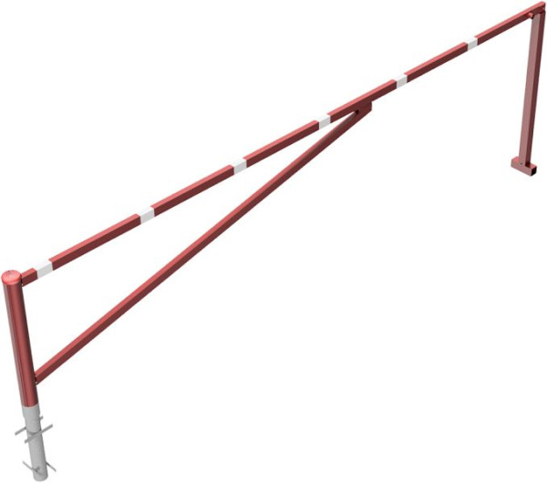 Schake Drehschranke, zum Einbetonieren, feuerverzinkt und rot beschichtet, lichte Weite: 4500 mm, mit Dreikantverschluss, 413_450FB