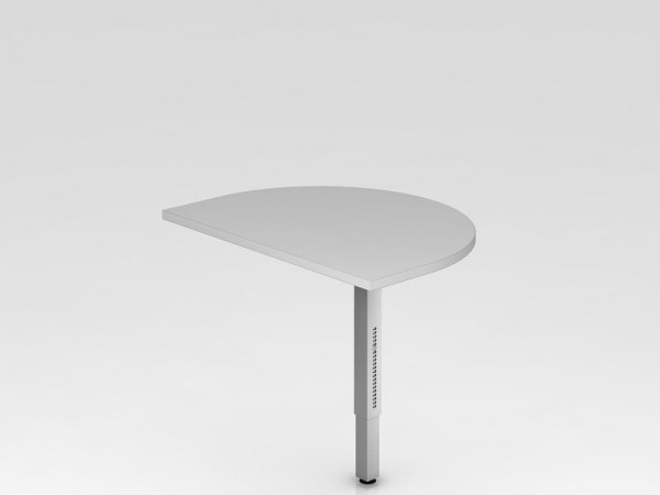 Hammerbacher Anbautisch mit Stützfuß eckig 60x80cm Grau/Silber, gerundet zum Anbau an Schreibtisch, VRA60/5/S