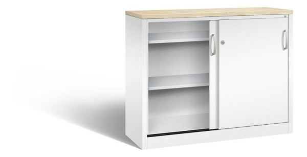 C+P Sideboard mit Schiebetüren Acurado, H1000xB1200xT400mm, Farbe: Verkehrsweiß, Bügelgriff, 2046-00 S10282