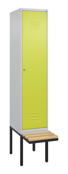 C+P Umkleidespind Classic PLUS, 2120x400x815mm, 7035/0024, Zylinderschloss, Buche-Sitzleisten, 0800407-12 S10054
