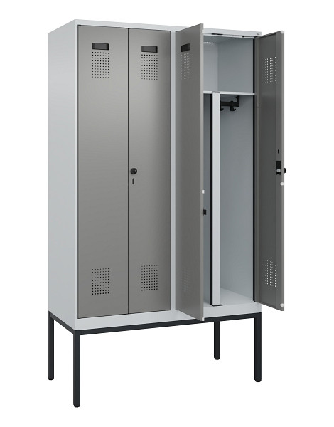 C+P PSA Doppel-Spind Evolo PLUS, Gestell, 4 Abteile, 2120x1200x500mm, 7035/0004, Drehriegel, 0490327-40P S10014