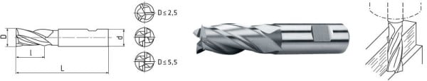 ELMAG HSS Co8-Schaftfräser DIN 844, Ø 9,0 mm (kurz), 72414