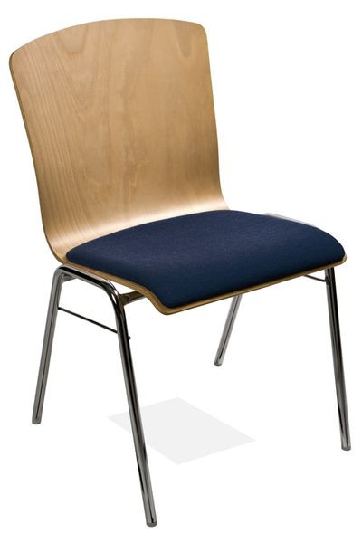 Kaiser-Sitzmöbel Stapelstuhl KS23RV-N3SP2, Form: N3, Gestell: Rundrohr, Sitz gepolstert, mit Bügel-Reihenverbindung, VE: 6 Stück, KS23RV-N3SP2