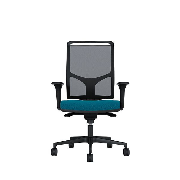 Bisley Bürodrehstuhl Zed, Schwarzes Kunststoff, Höhenverstellbare Armlehnen, Fußkreuz und Armlehnen aus Kunststoff, NE0411 türkis, ZEDKSLSNE0411
