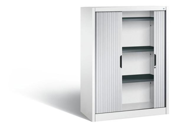 C+P Sideboard mit Rollladen Omnispace, H1345xB1000xT420mm, Farbe: Verkehrsweiß / Weißaluminium, Griffmulde, 3 OH, 3222-00 S10090