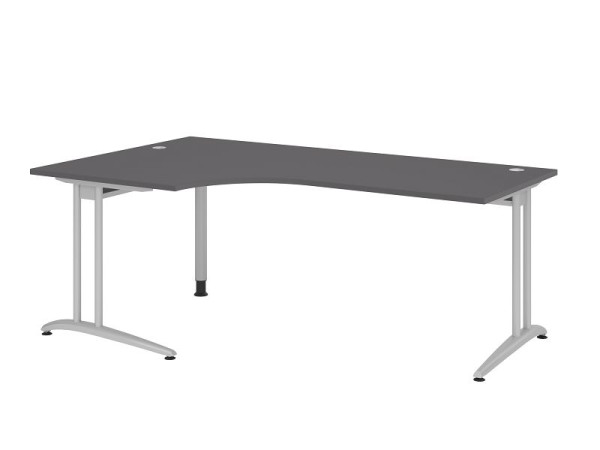 Hammerbacher Winkeltisch C-Fuß 200x120cm 90° Graphit, Winkelform 90°, horizontale Kabelwanne, links oder rechts montierbar, VBS82/G/S