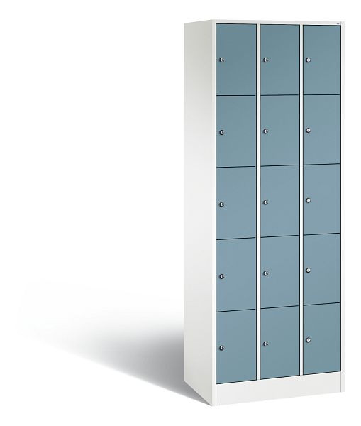 C+P Schließfachschrank Serie 8070, H1950xB680xT480 mm, Weiß/Horizontblau, 80700-30 S10410