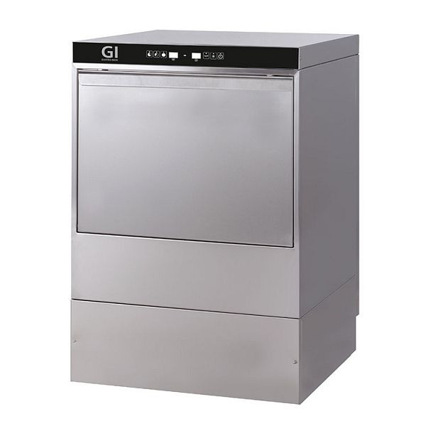 Gastro-Inox Geschirrspülmaschine mit Pumpe, Seifenspender & Zerbrechender Tank, 50x50cm, 400V, digital, Edelstahl AISI 304, 400.106