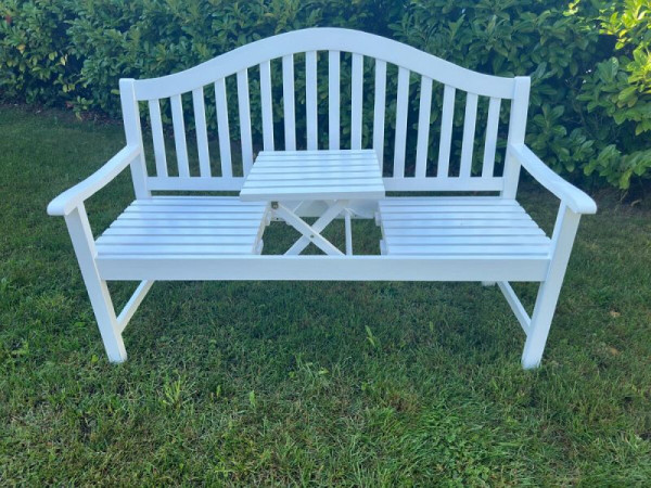 Metra Gartenbank mit Tisch aus Akazienholz weiß 3-fach lackiert, 9910680