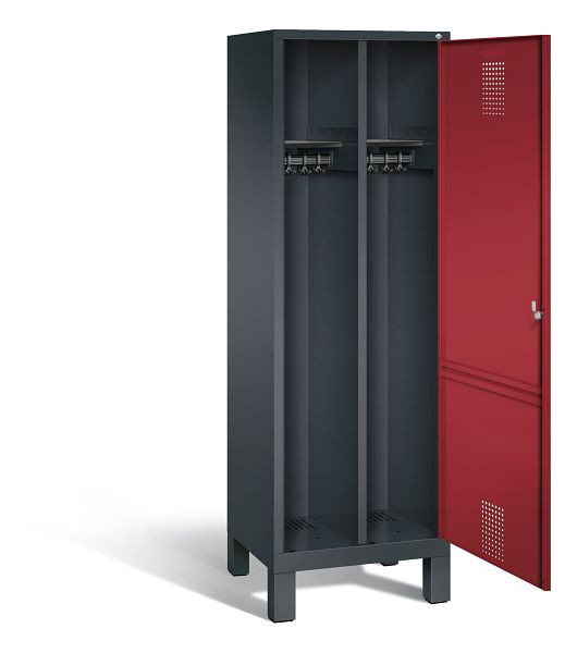 C+P Schwarz-Weiss-Spind Evolo, H1850xB610xT500mm, Farbe: Schwarzgrau / Rubinrot, 48210-20 S10057