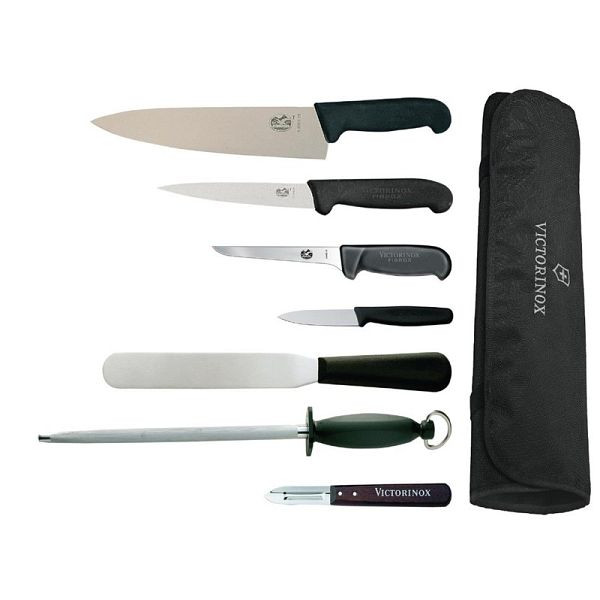 Victorinox 7-teiliges Messerset von Victorinox, Hygiplas und Vogue mit 21,5cm Kochmesser, F221