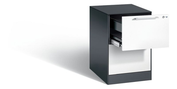 C+P Hängeregistraturschrank Asisto, H710xB440xT600mm, Farbe: Schwarzgrau / Verkehrsweiß, Bügelgriff, 146275-211 S10104