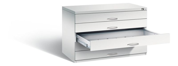 C+P Flachablageschrank Serie 7100_7200, H760xB1100xT765mm, Farbe: Lichtgrau, Bügelgriff, 7101-100 S10116