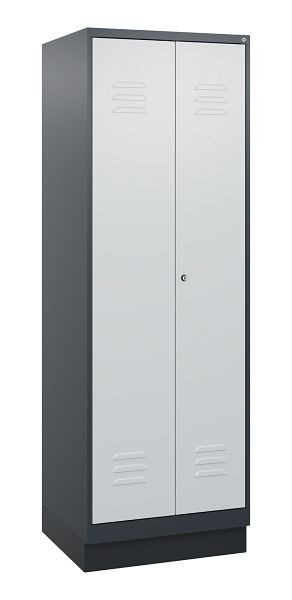 C+P Umkleidespind Classic PLUS SW, Sockel, 2 Abteile, 1800x600x500mm, 7016/7035, Zylinderschloss, 0800227-20 S10028