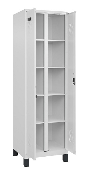 C+P Wäsche-Spind Evolo PLUS, mit Füßen, 2 Abteile, 1950x600x500mm, 9016/9016, Verschluss Zylinderschloss, 049012-20B S10047