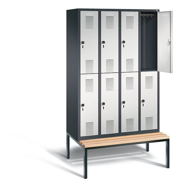 C+P Spind doppelstöckig Evolo, H2090xB1190xT815mm, Farbe: Schwarzgrau / Lichtgrau, 48350-40 S10137