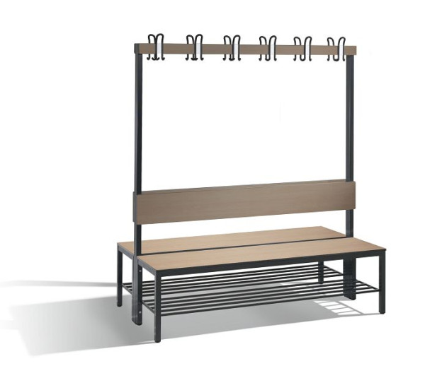 C+P Doppelseitige Garderobenbank mit Rückenlehne, Basic Plus, H1650xB1500xT760mm, 8061-210 S10002